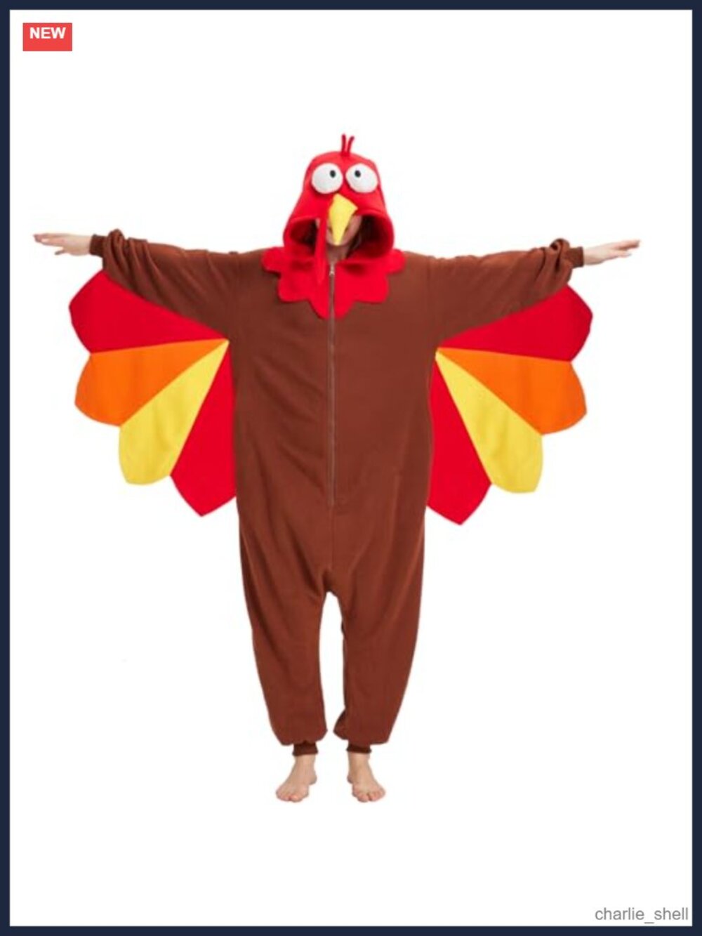 Turkey Onesie Adult Funny Animal Cosplay Pajamas Fleece One-Piece